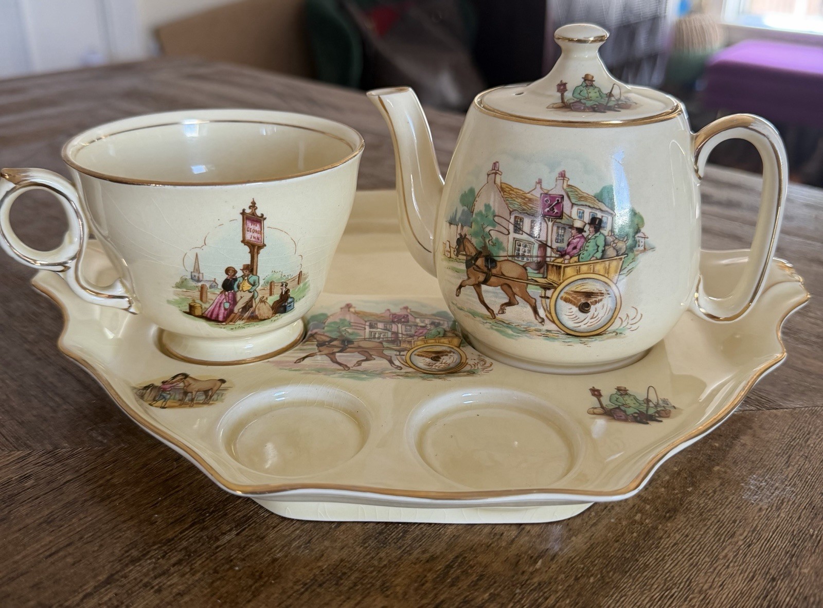 Vintage Royal Winton Grimwades ‘Coaching Scene’ Partial Breakfast Tea Set