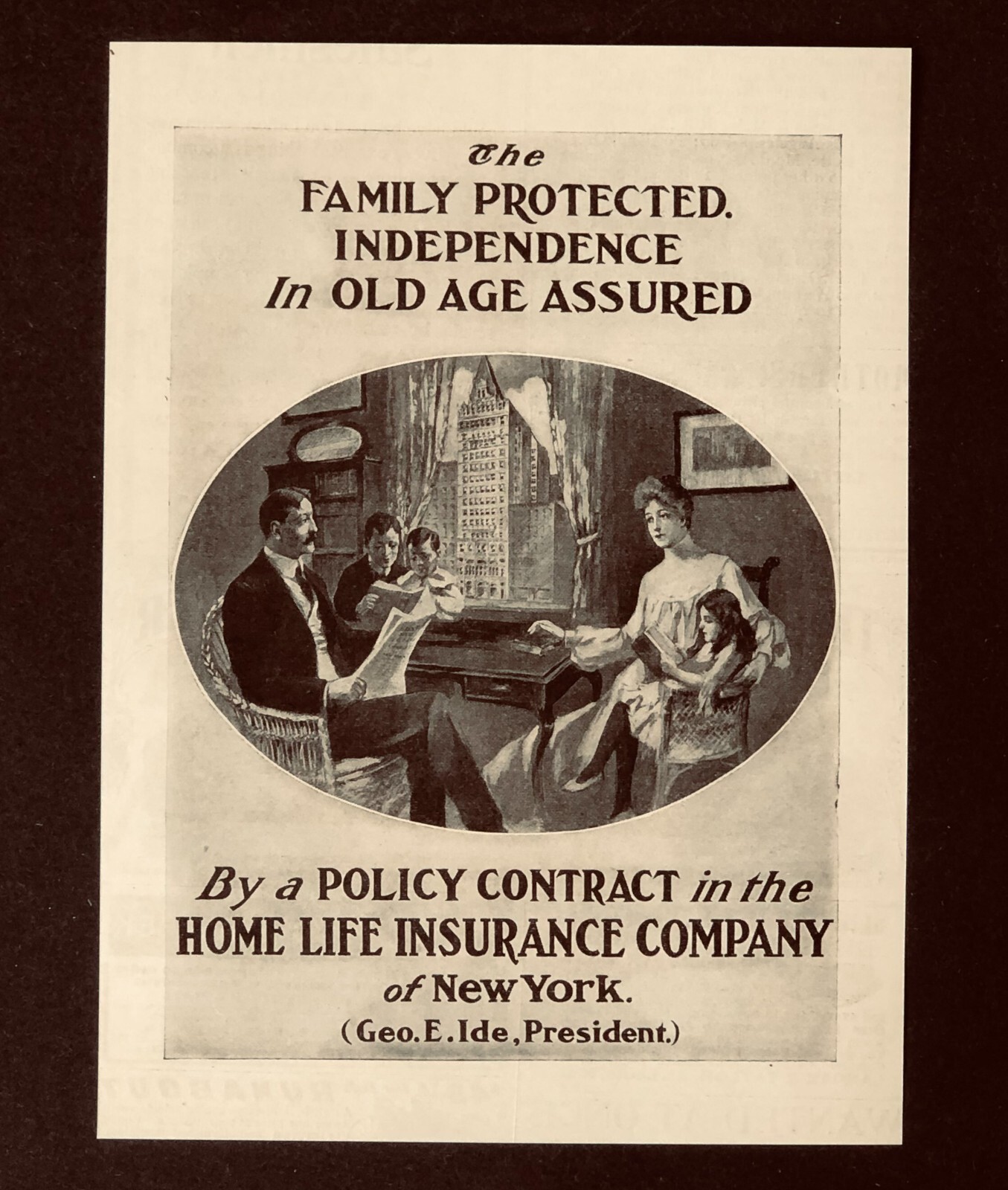 1905 Home Life Insurance Advertisement Family Protected Art Antique Print AD
