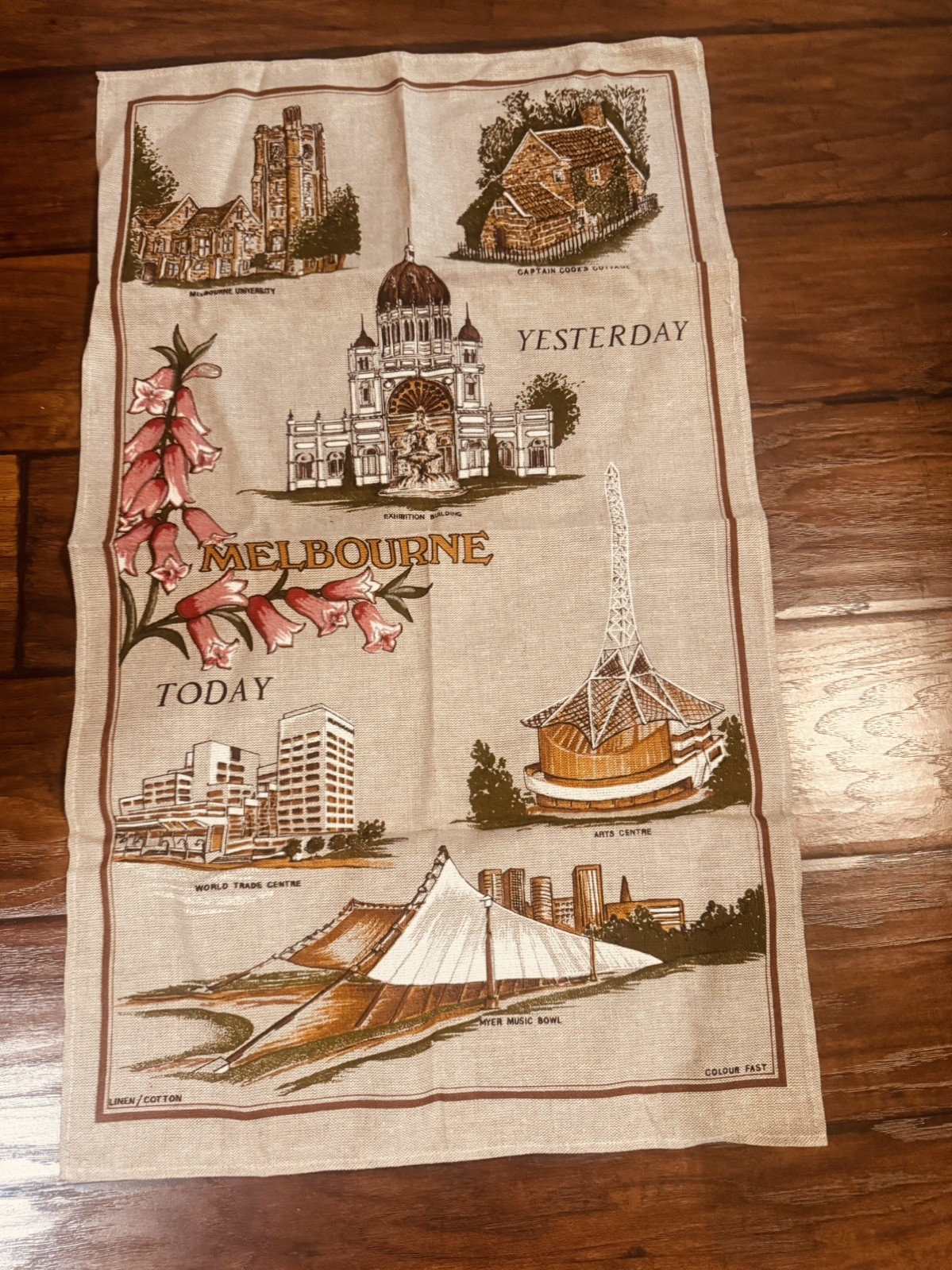 Vintage Pure Linen Tea Towel Fast Colours Australia 17”x30”