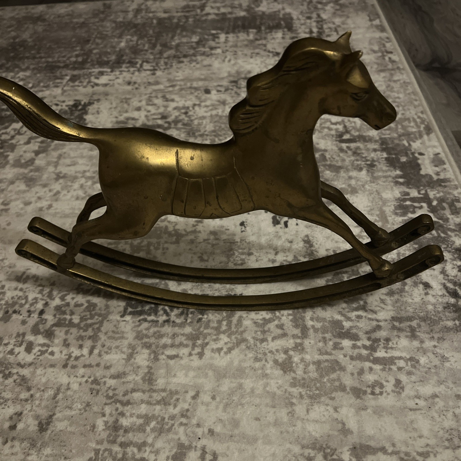 Vintage Large 15” Long x 10” High Brass Rocking Horse Figurine As Is