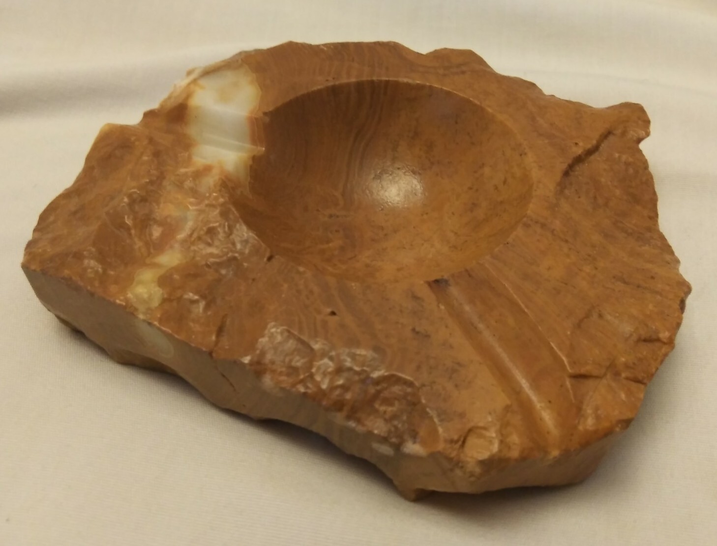 Vintage Carved Natural Stone Polished Ashtray Cigarette Cigar Marble Onyx