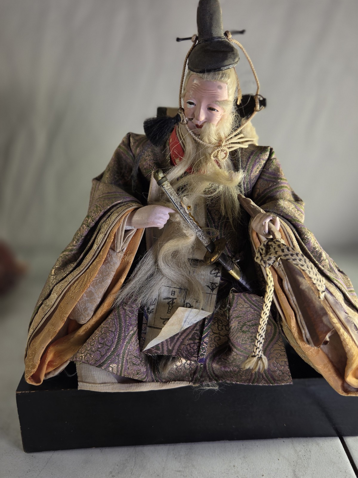 Antique Japanese Musha Ningyo Samurai Court Doll Takenouchi no Sukune Warrior