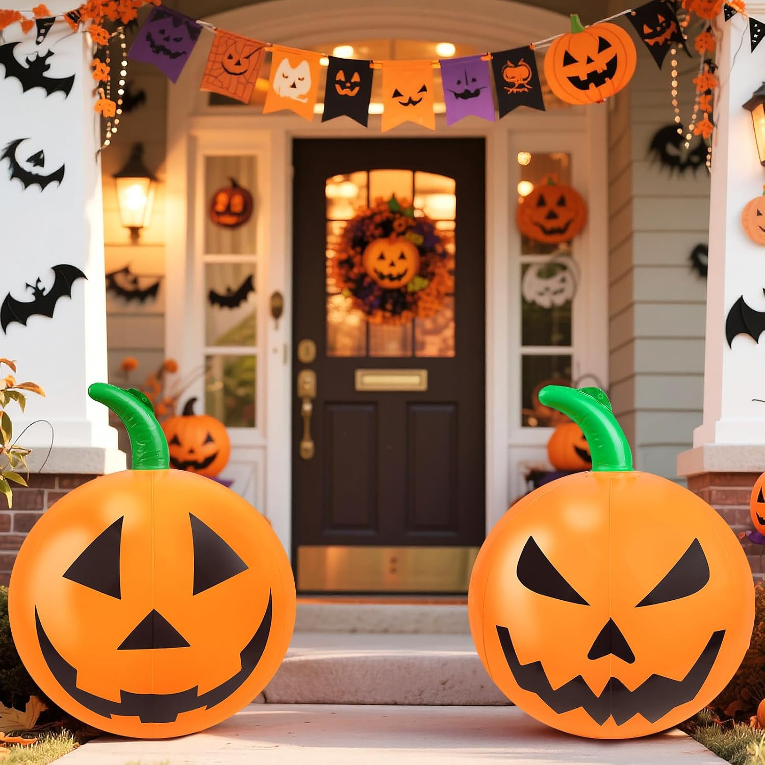 2 PCS 24 Inch Halloween Pumpkin Inflatable Balloons Hanging Inflatable Halloween