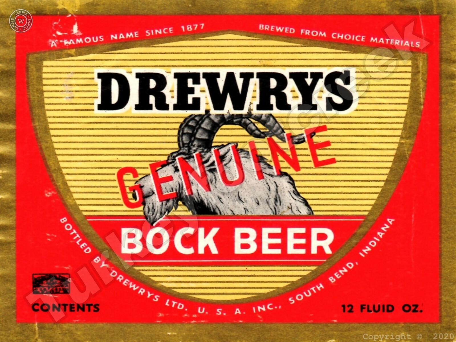 Drewrys Bock Beer Label 9\
