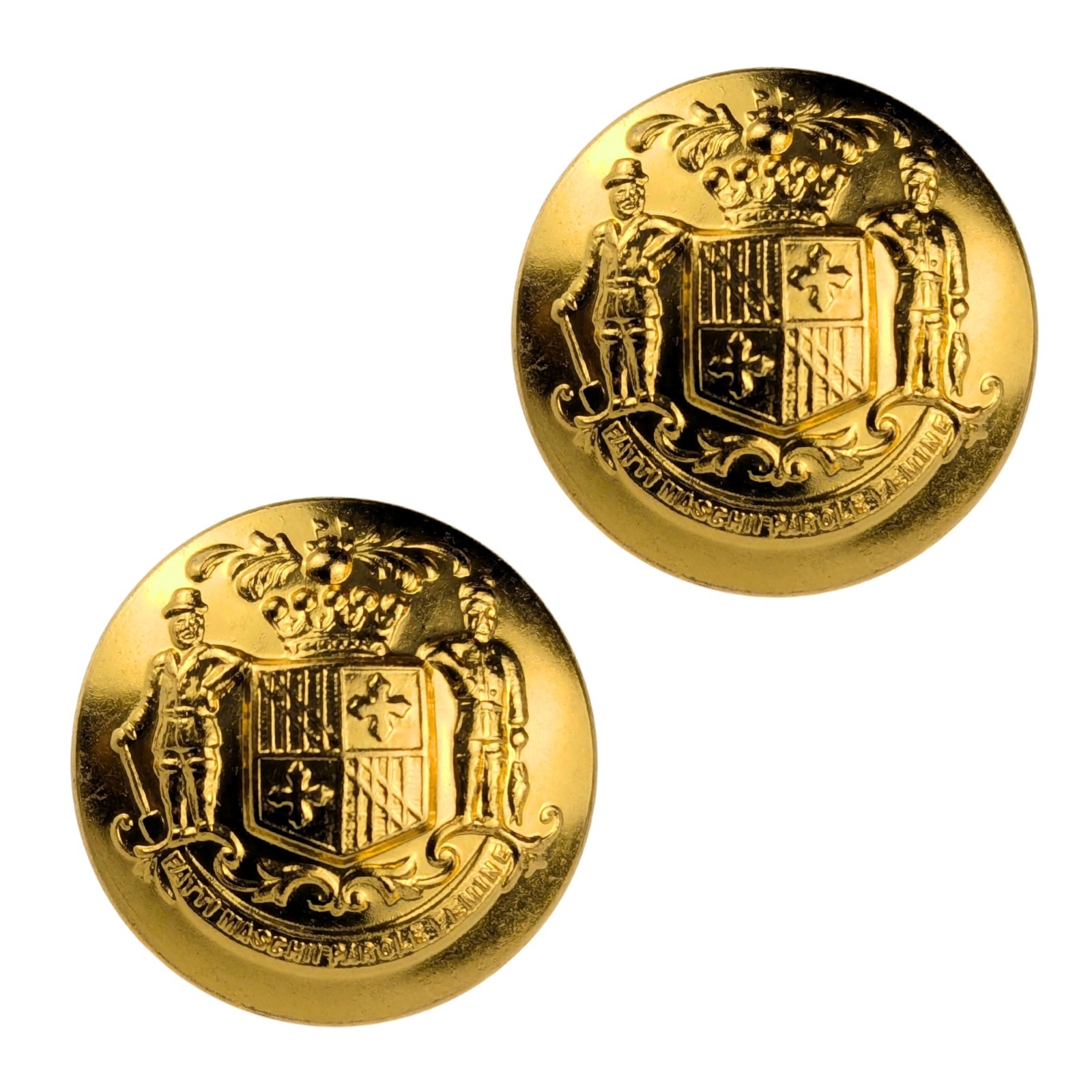 Maryland State Seal Button Pair (2x) - 36 Ligne - Gold Finish - Swedge Backing