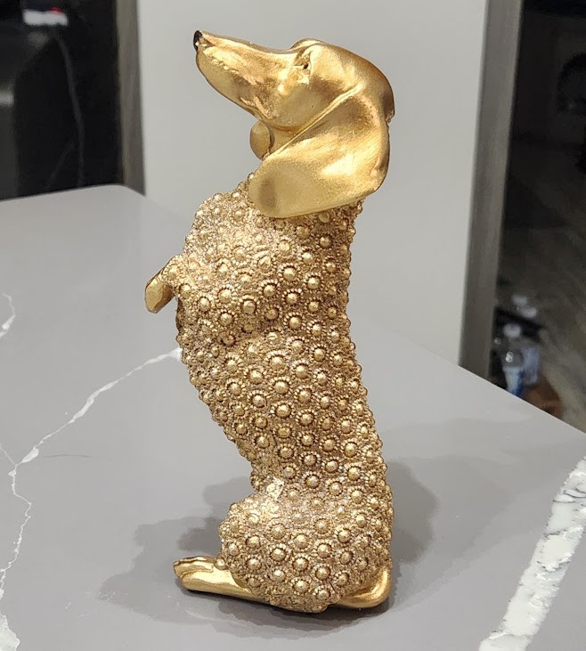 Luxury Gold Beaded Dachshund Standing Sparkling Resin Dog Statue Cute Pet Gift