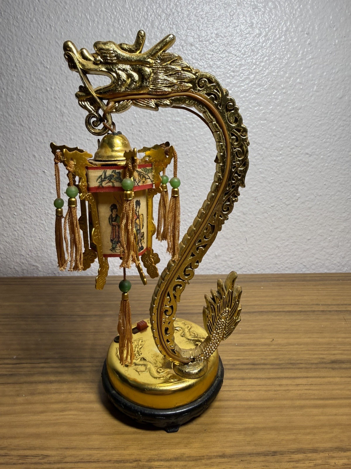 Vintage Martell Cognac Gold Dragon with Lantern Lamp decorative tassles