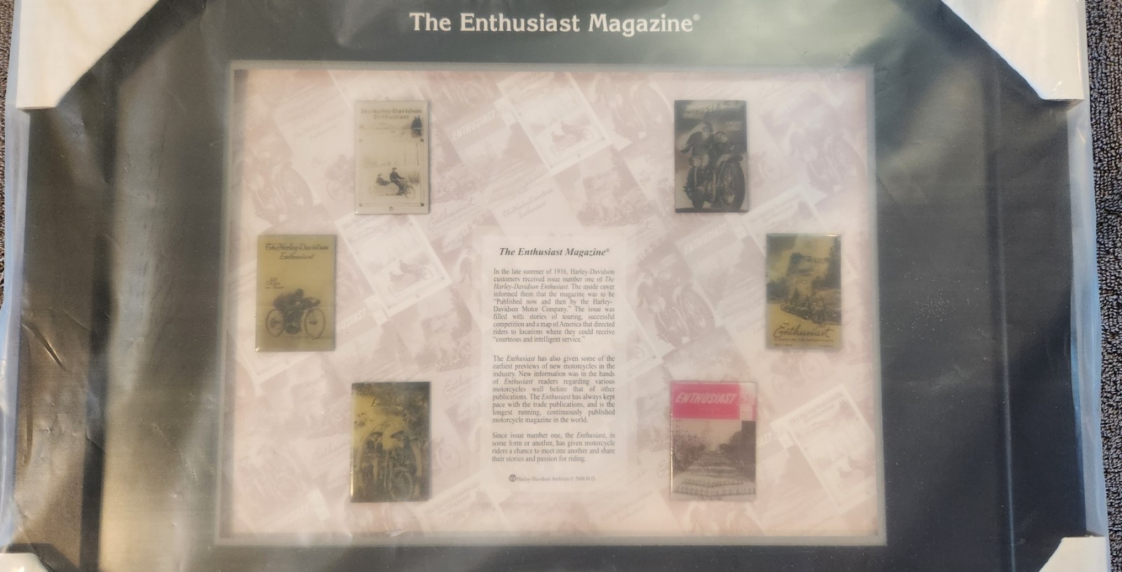 Harley-Davidson Museum framed Enthusiast Magazine limited edition pin set NIB