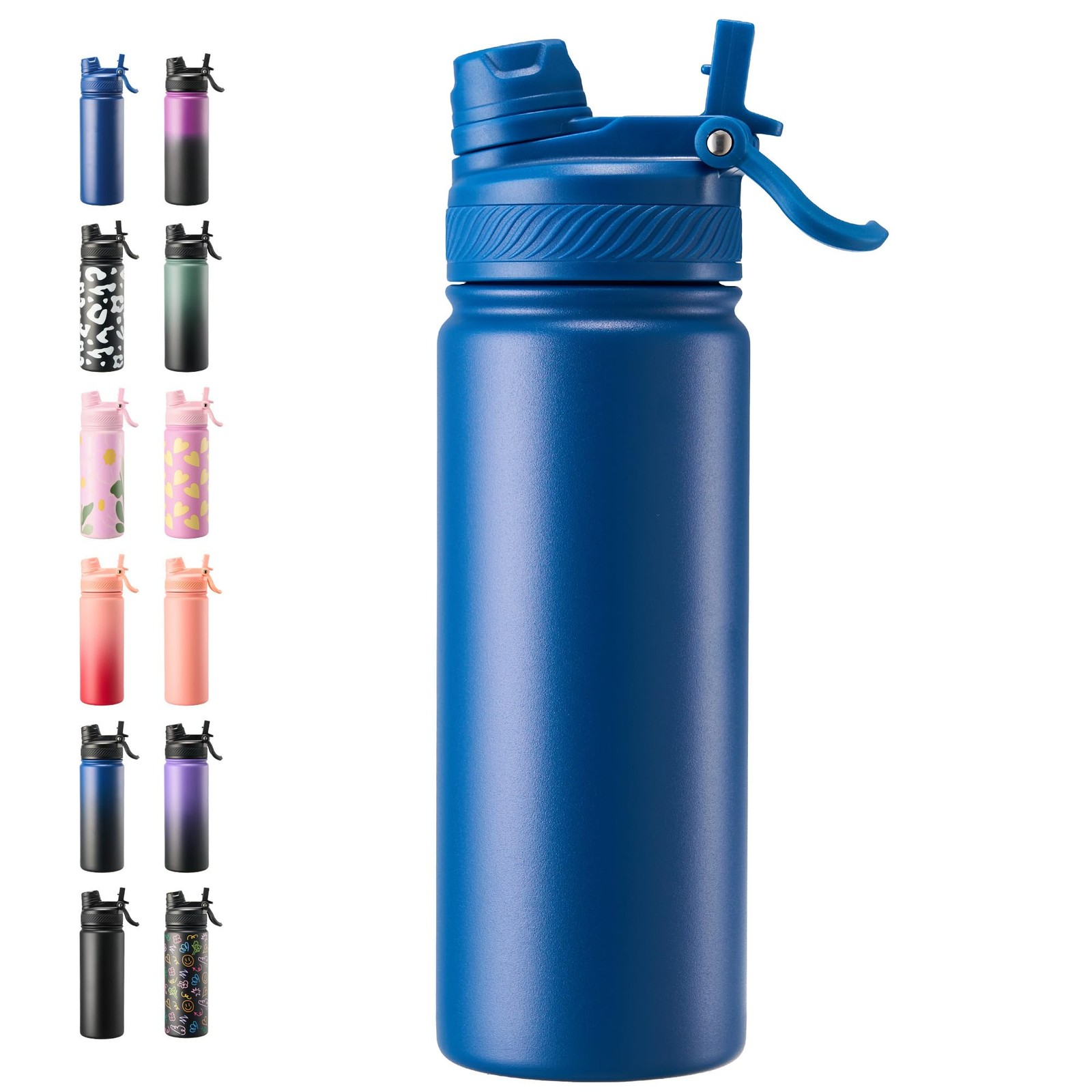 Fijinhom 18 oz Insulated Water Bottle, 2-in-1 Straw and 18 Ounces, Deep Blue Fijinhom 18 oz Insulated Water Bottle, 2-in-1 Straw and 18 Ounces, Deep Blue