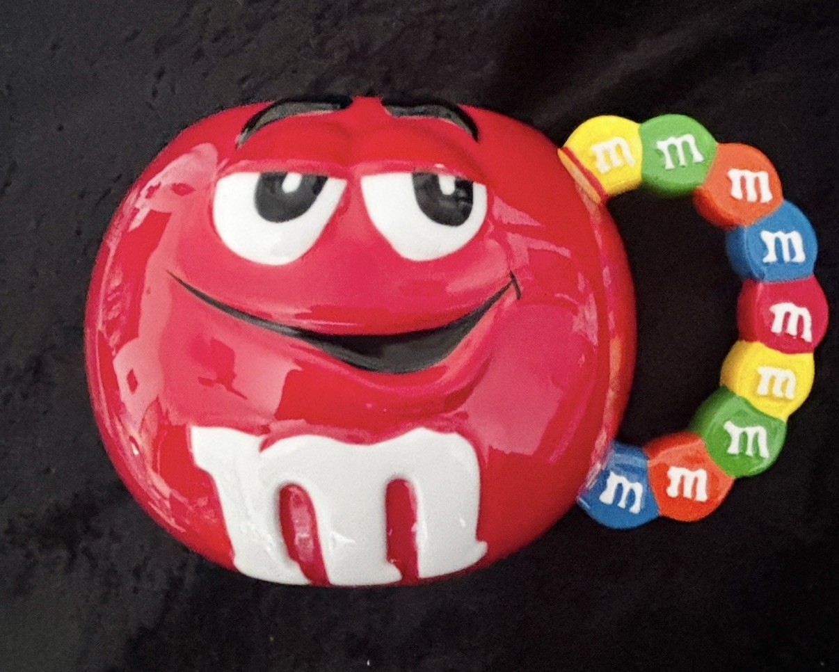 Vintage 2001 M&M Mars Candy Embossed Red Character Coffee Mug Cup 