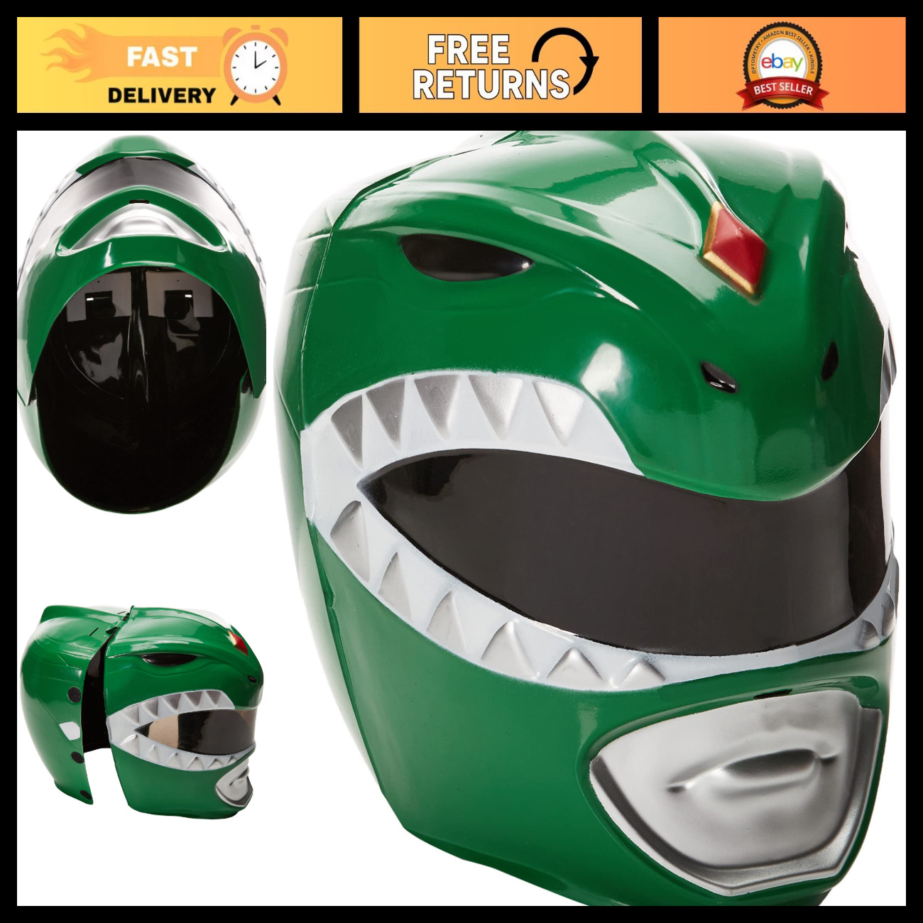 Men\'s Green Ranger Adult Helmet - Cosplay Costume Accessory, Perfect for Parties