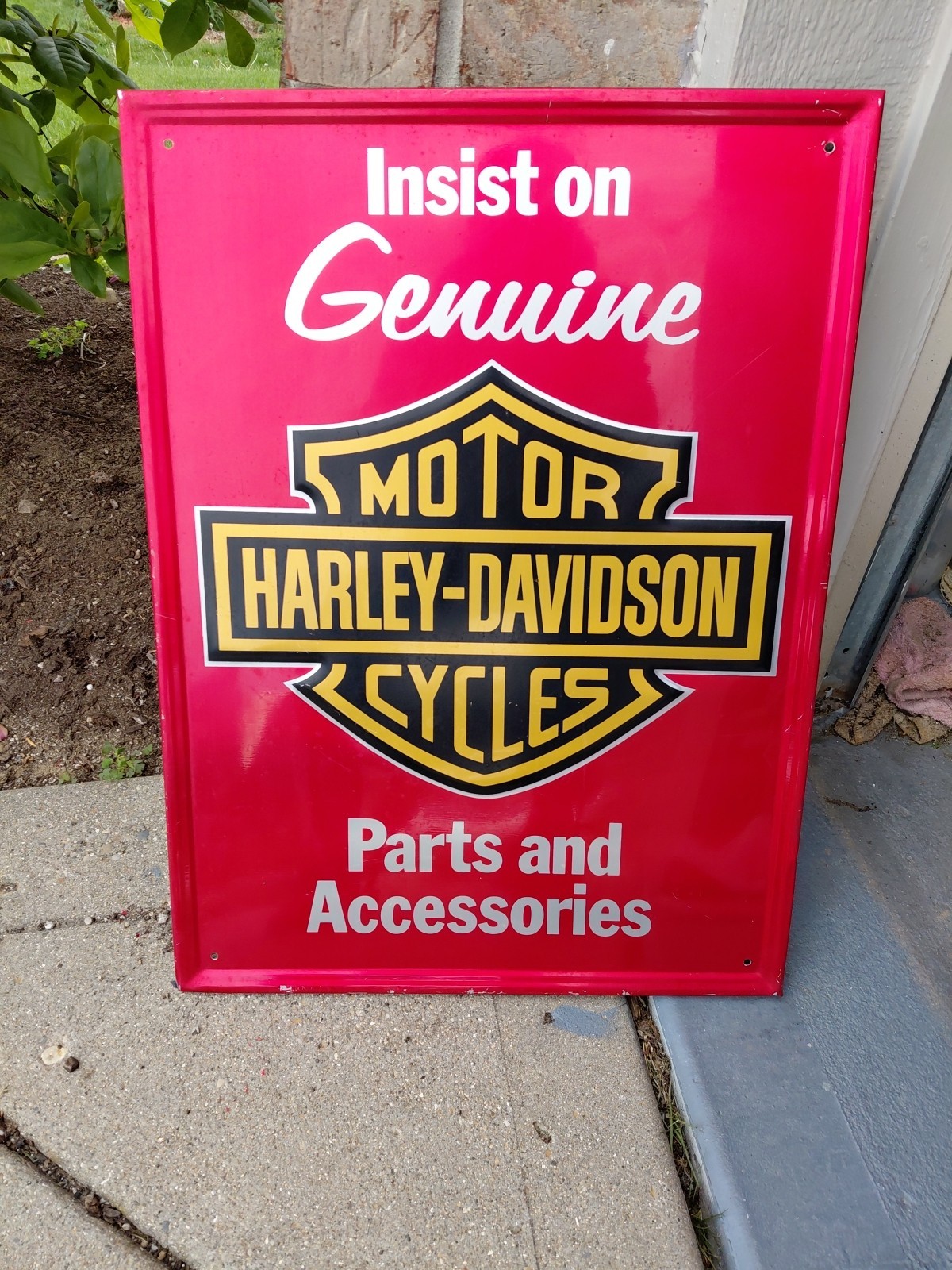c.1970s Original Vintage Harley Davidson Motorcycles Sign Metal Embossed Dealer