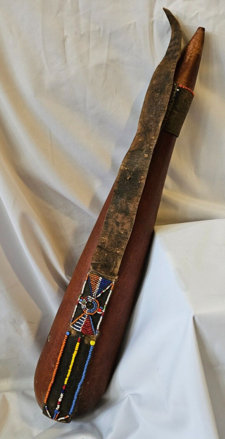 Maasai Beaded Gourd Vessel East African Tribal Art Kenya Tanzania 24