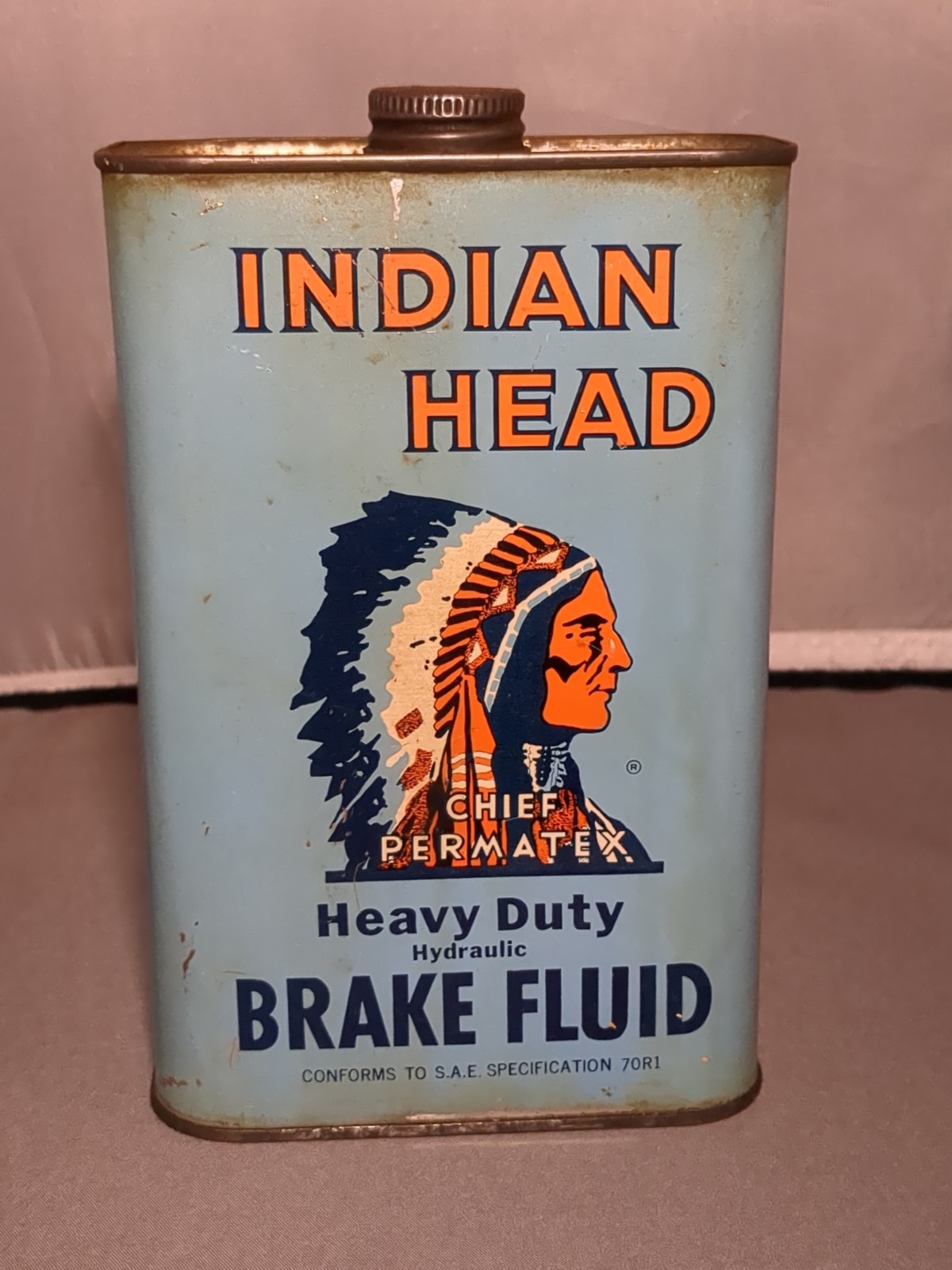 1959 Indian Head 89E Brake Fluid Hydraulic Can 1 Quart Qt 7