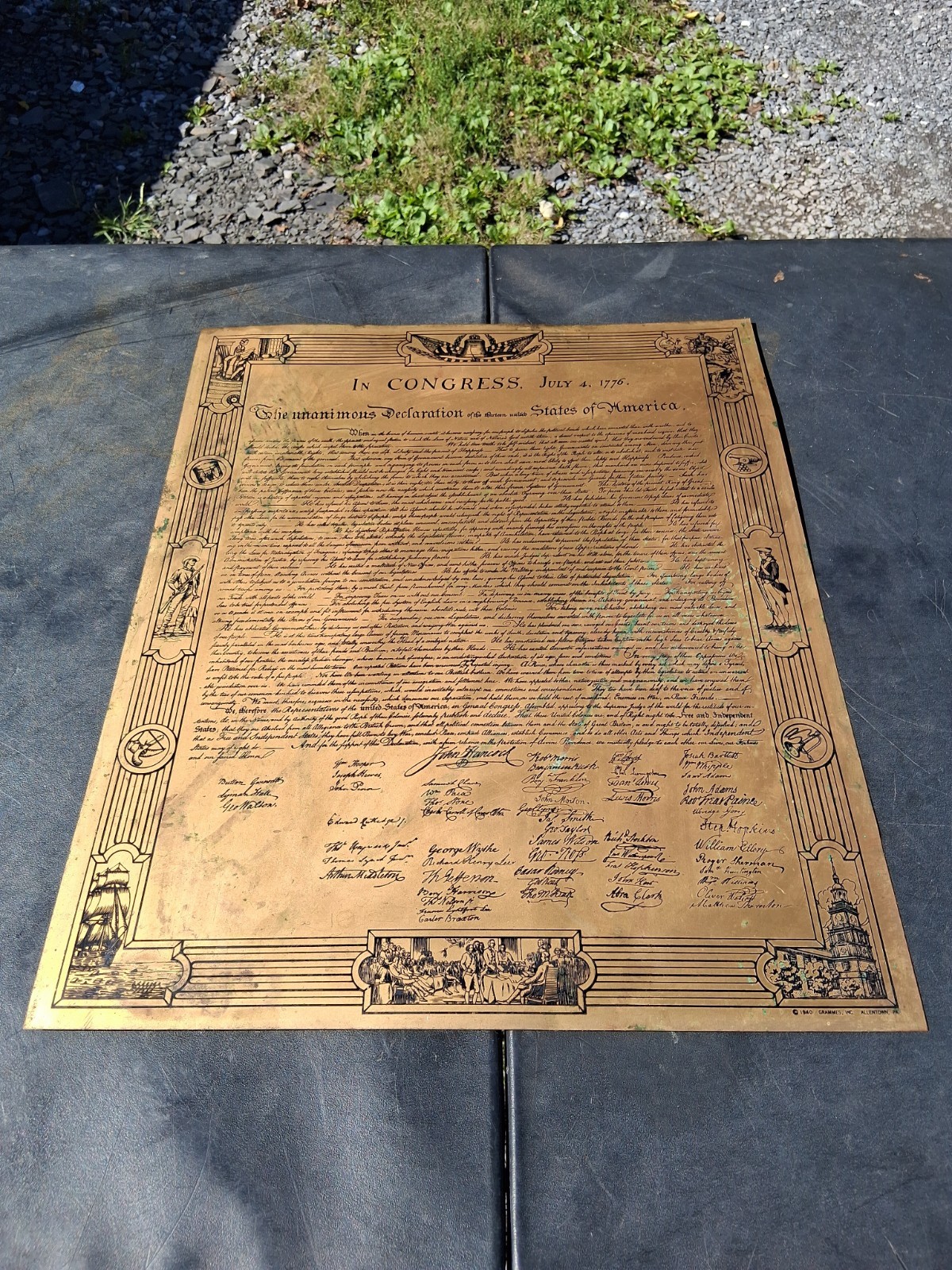 Vintage Brass Declaration Of Independence