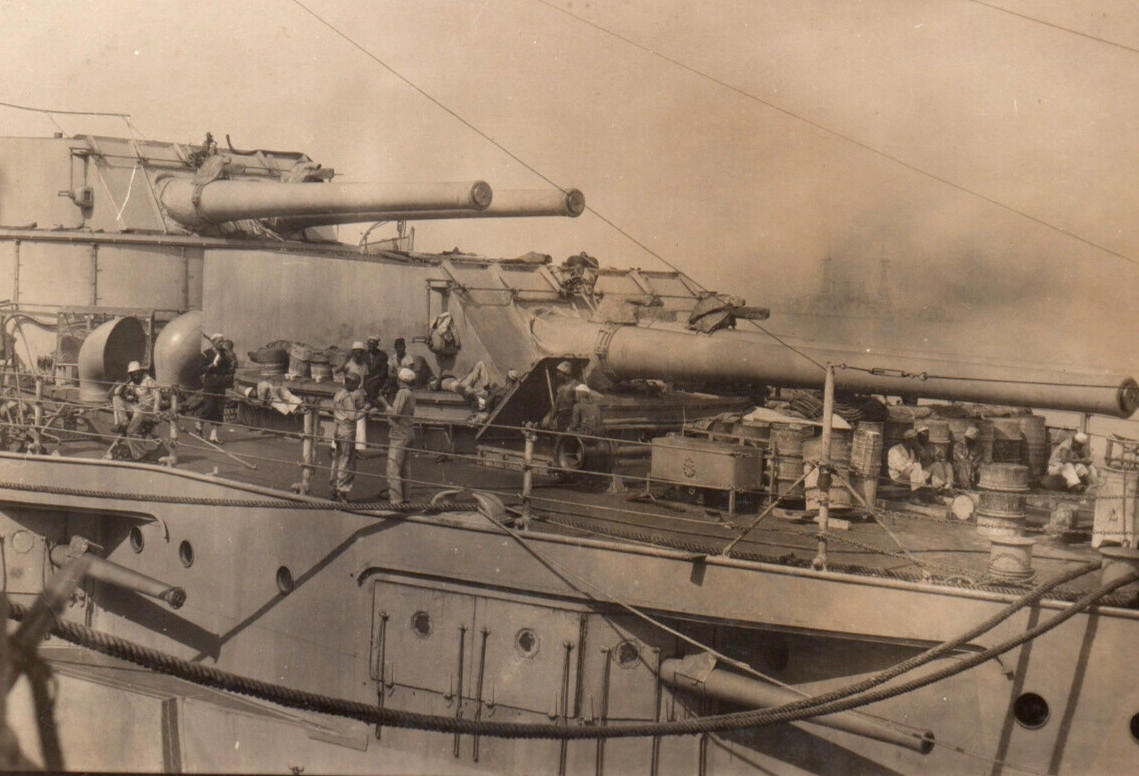 WWI Navy Battleship Sailors Coaling Operations RPPC Real Photo Postcard