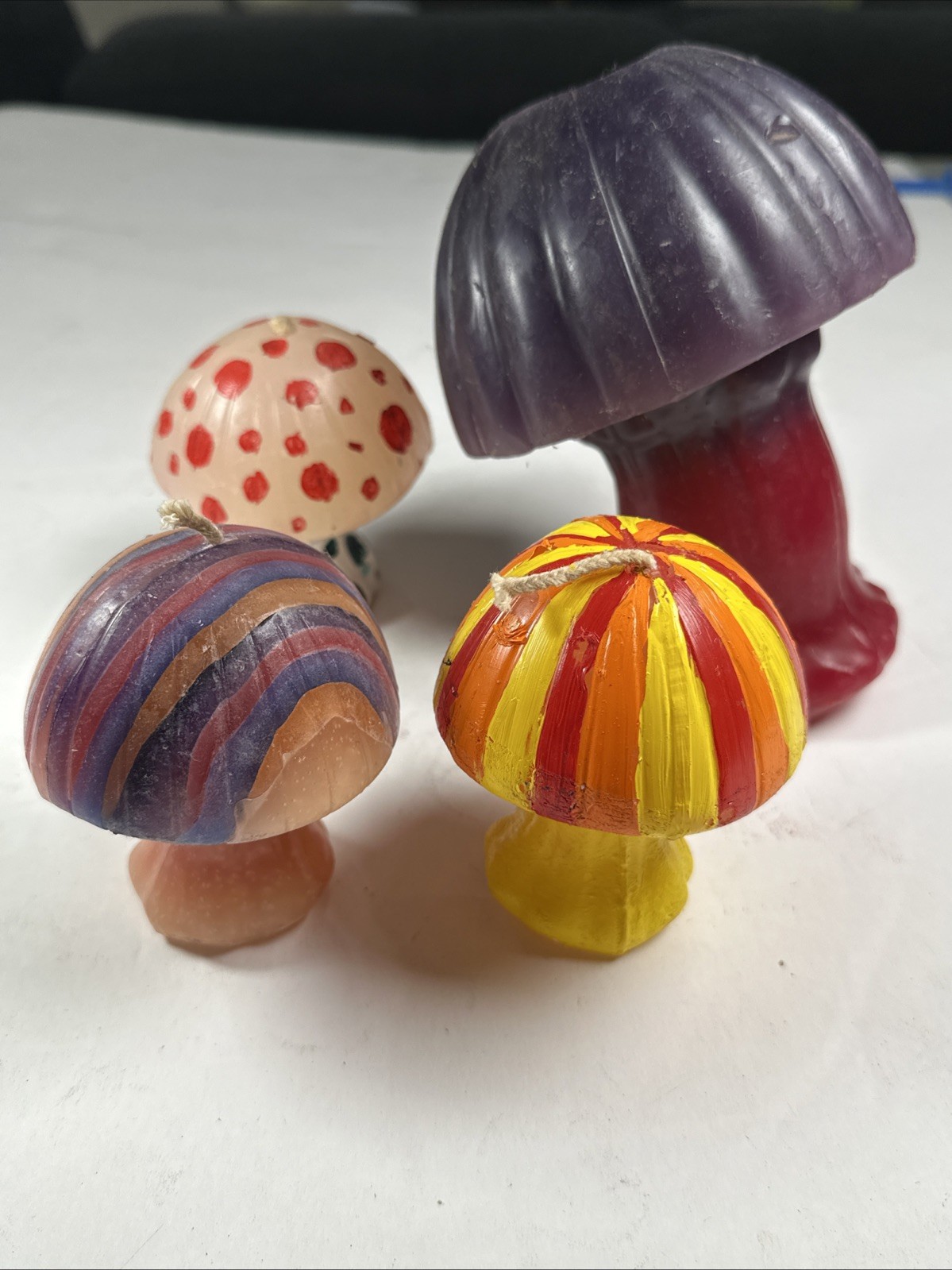 Vintage 1970s Mushroom  Psychedelic Wax Candles Lot Of 2