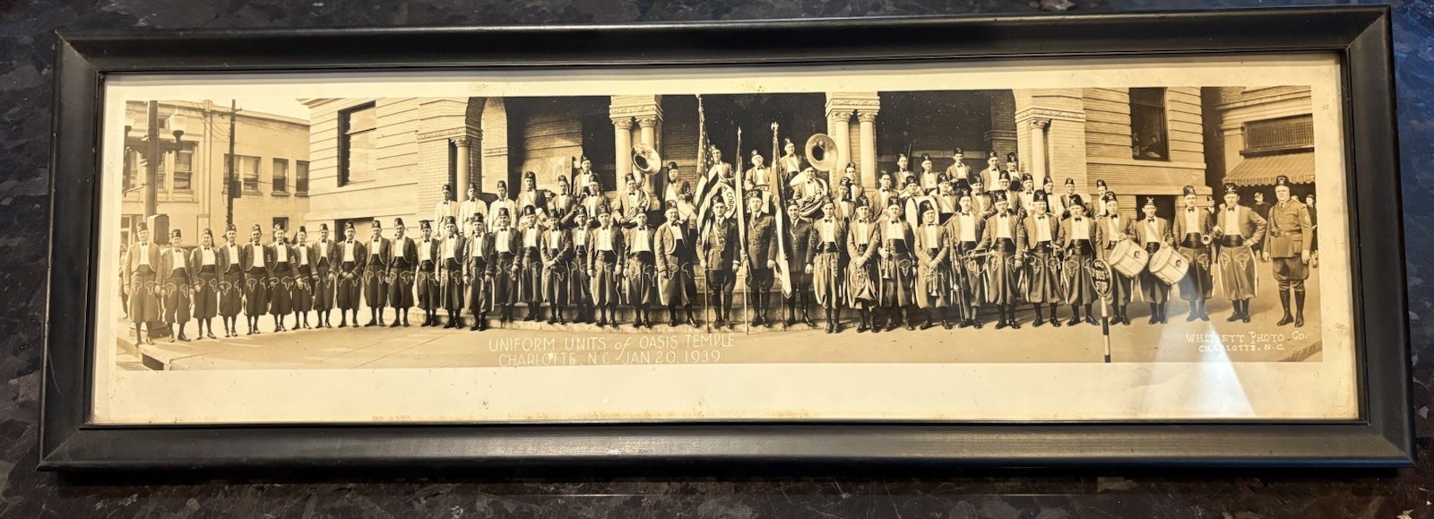 VTG Shriners Uniform Units Of Oasis Temple Photo Charlotte NC 1939 28.5” X 9.5”