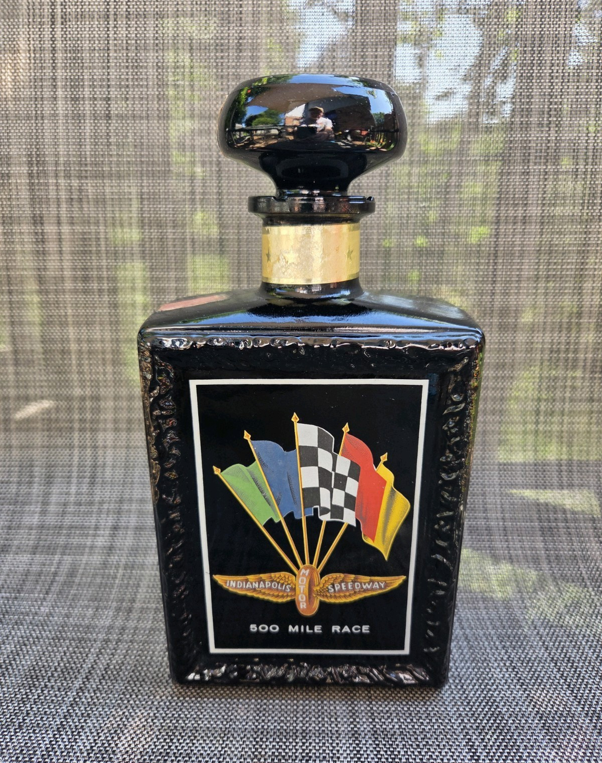 J.W. Dant 1969 Indianapolis Motor Speedway 500 Mile Race Decanter Black