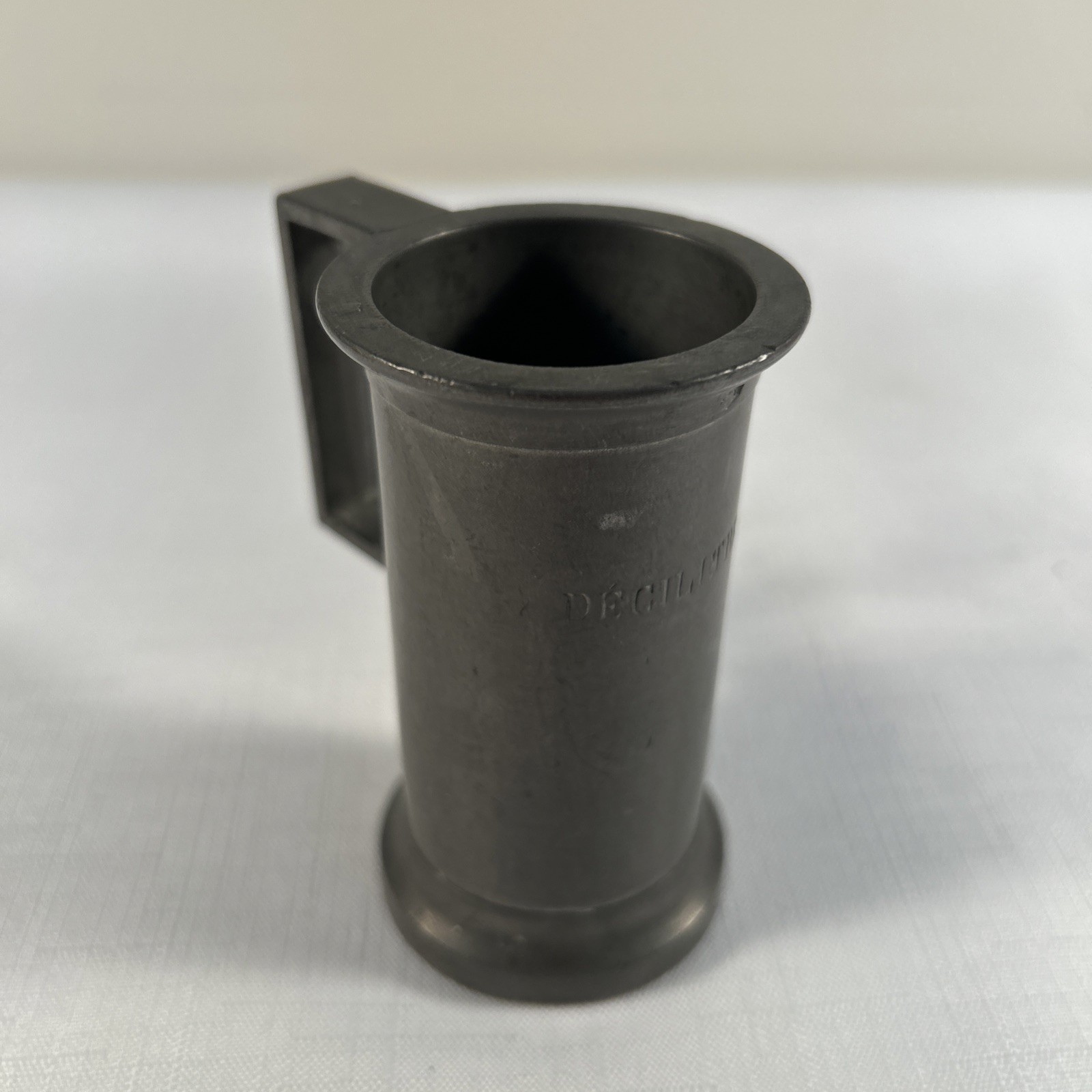 Antique French Pewter Decilitre Metric Measuring Cup T.R. Marked