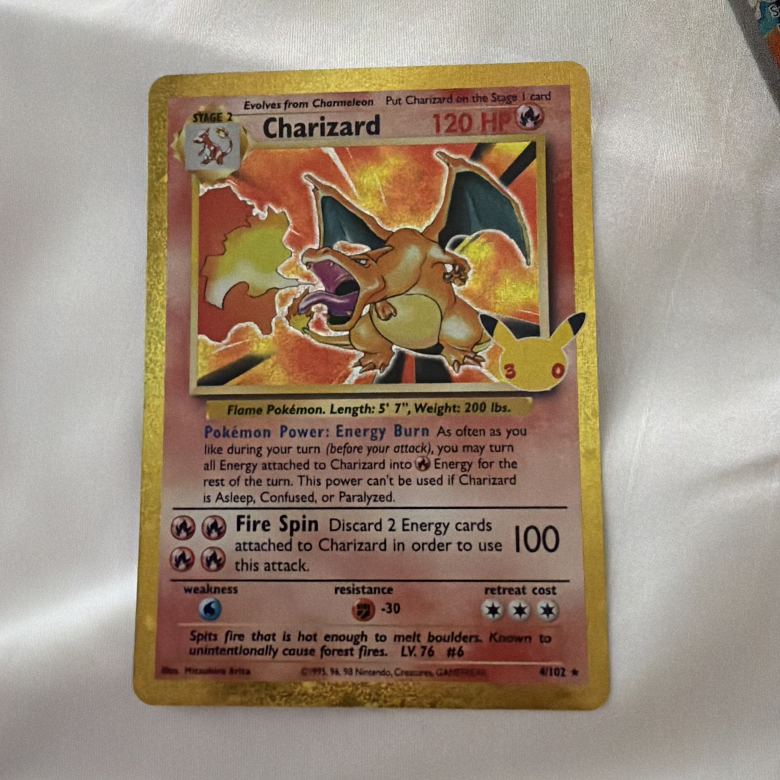 Pokémon TCG Charizard 30th Anniversary Celebrations Holo Card 4/102 Pack Fresh