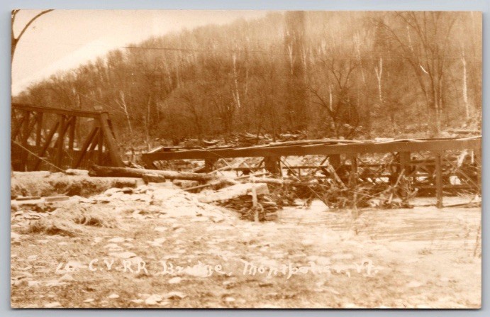 c1927 CVRR Flood Damaged Bridge Montpelier Vermont VT RPPC Real Photo Postcard