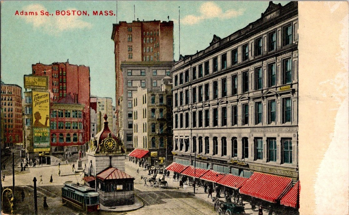 Boston Mass Adams Square Holland Wine Burks Stout mail orders postcard a130