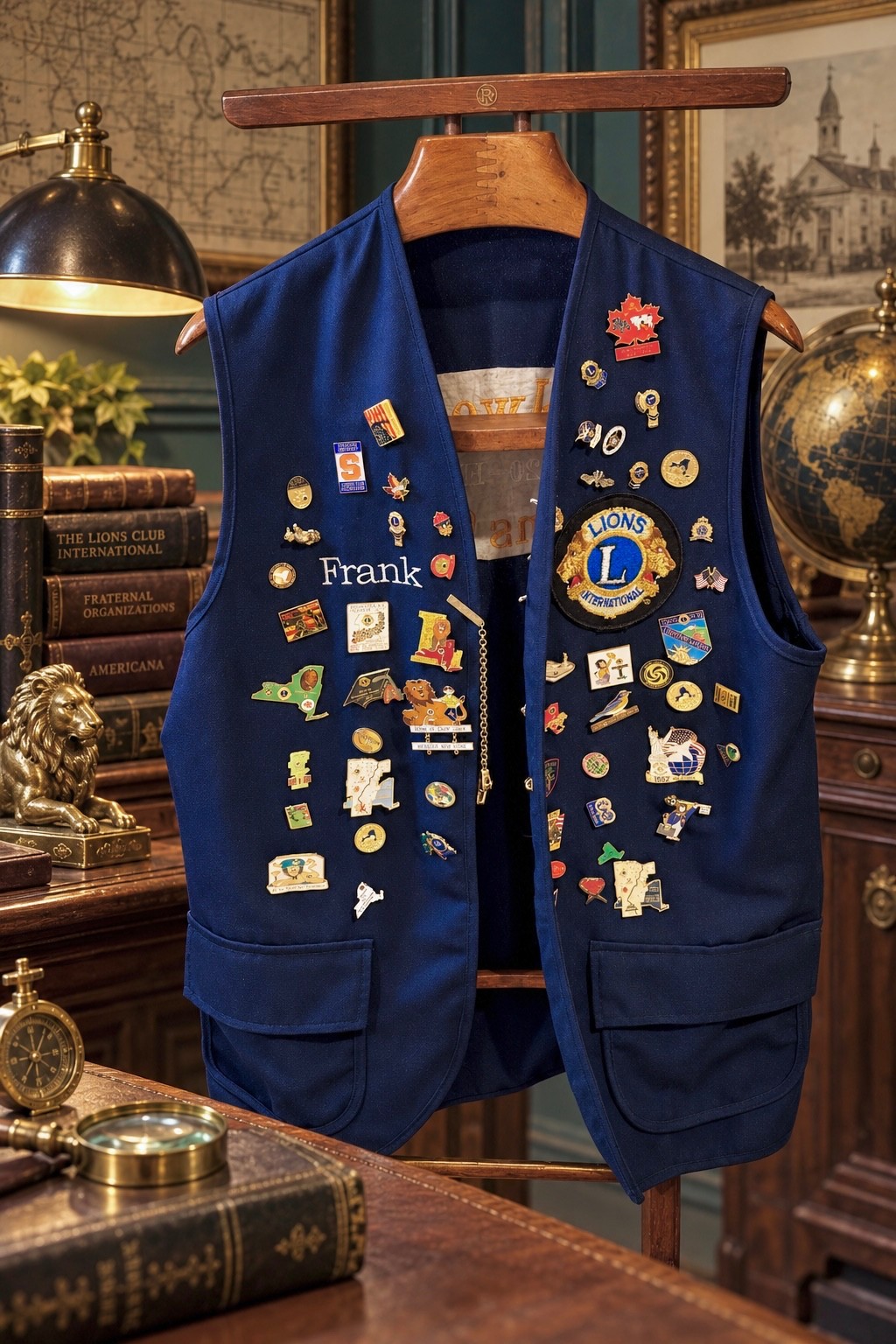 Lions Club International Pin Vest Large Walworth NY Frank USA Collector
