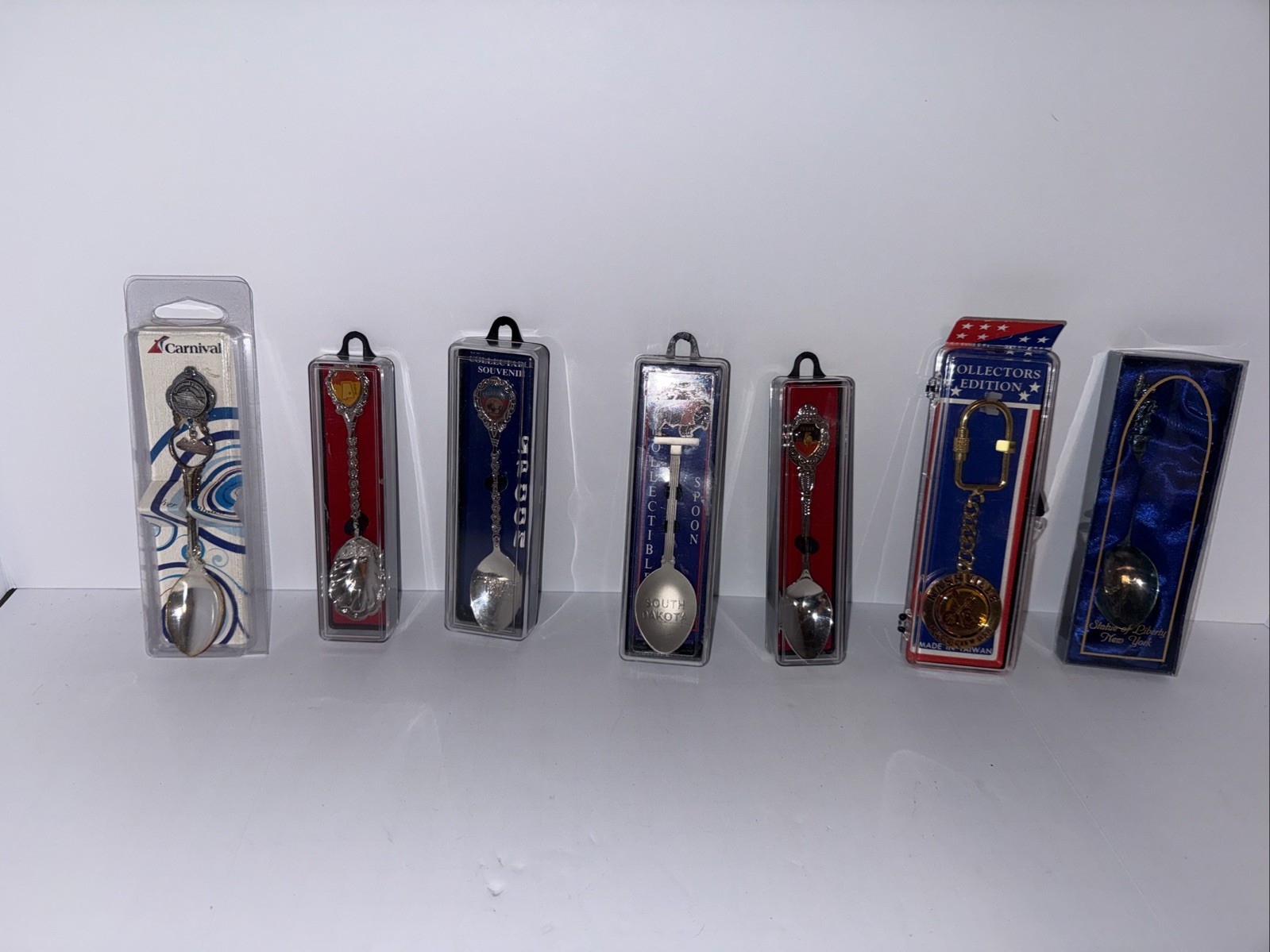 Vintage Lot of 7 Vacation Collector Spoons Sterling Pewter  NIB New