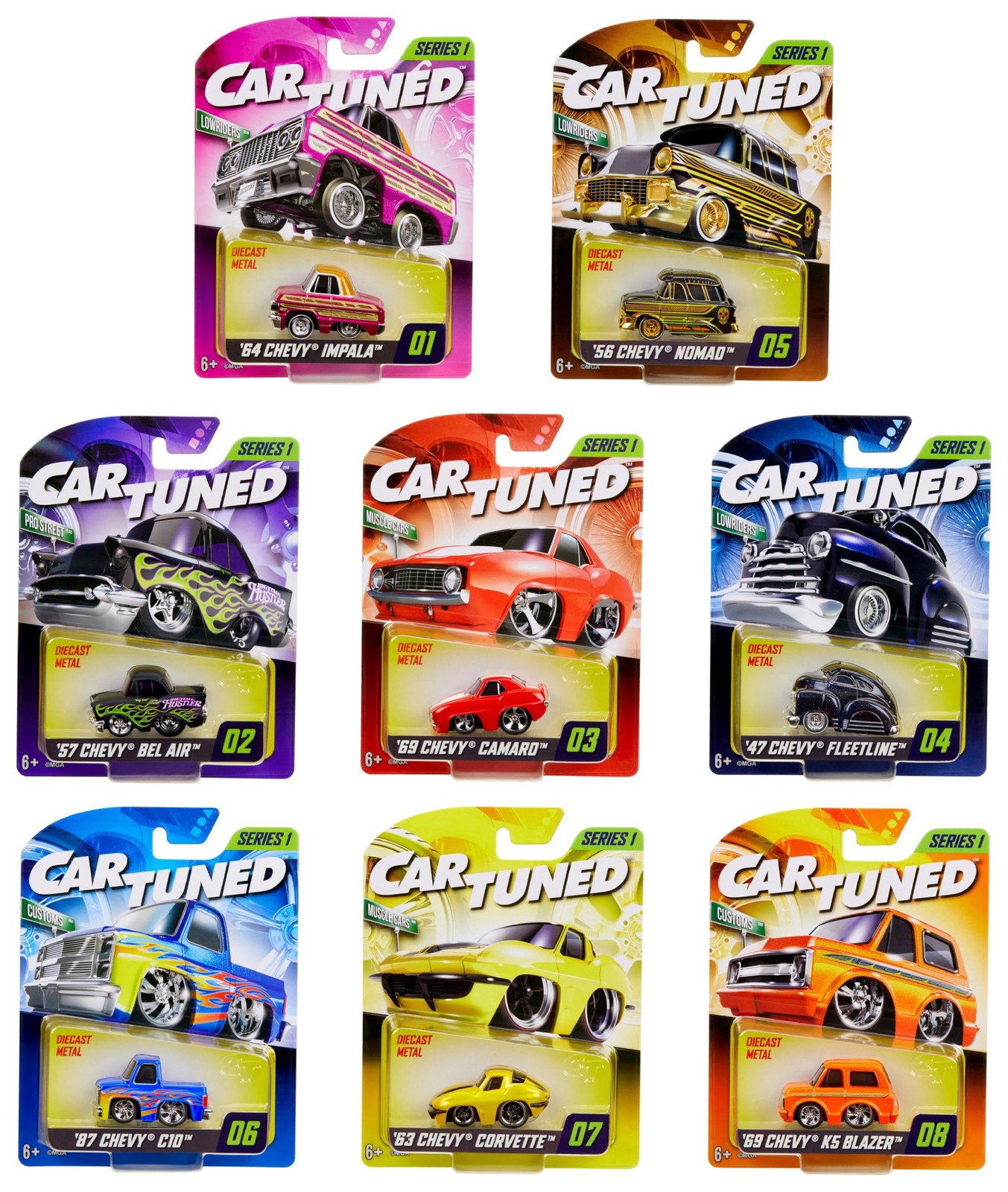 Cartuned Series 1-8 Pack Diecast Cars _