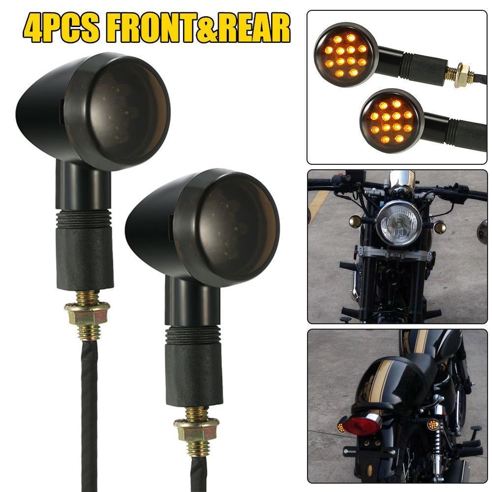 4x Motorcycle LED Turn Signal Light Indicators 4 Front Rear Tail M10 10MM Thread