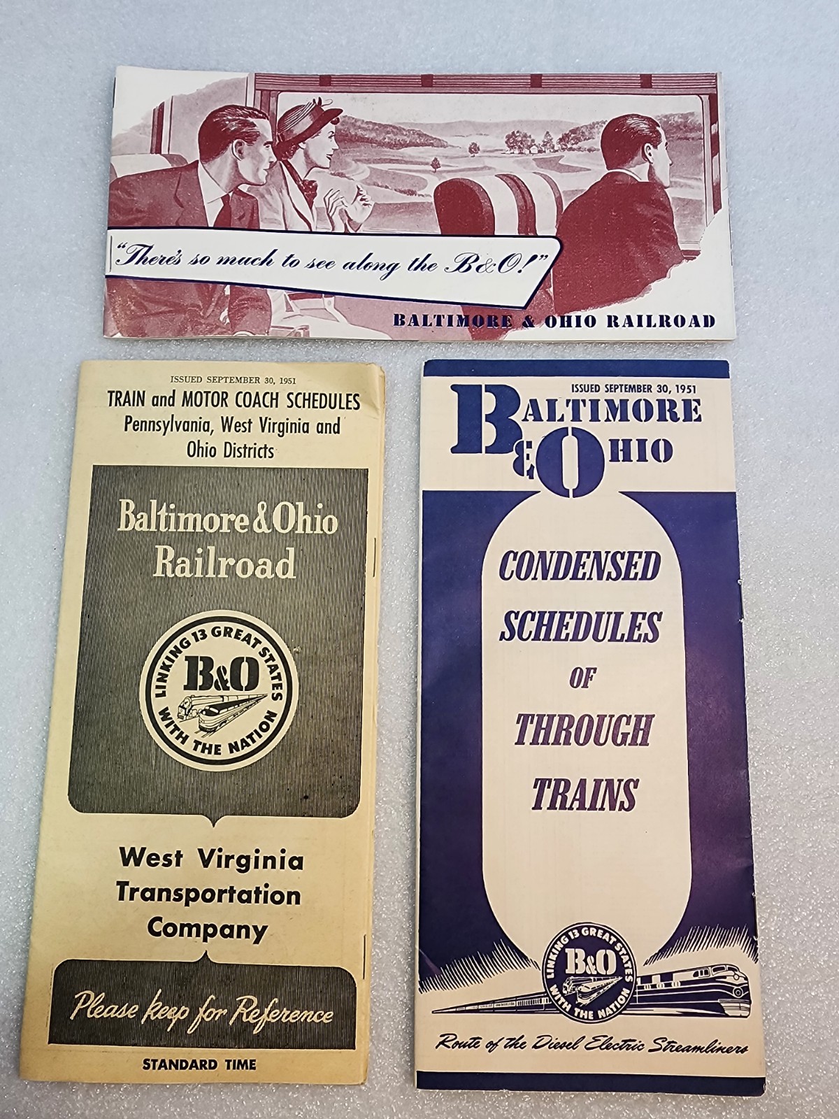 Vintage B&O Baltimore & Ohio Railroad Train Schedule Timetable Ephemera Lot