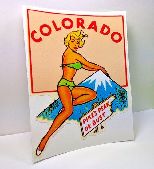 COLORADO Pinup Vintage Style Travel Decal, Vinyl Sticker, Luggage Label