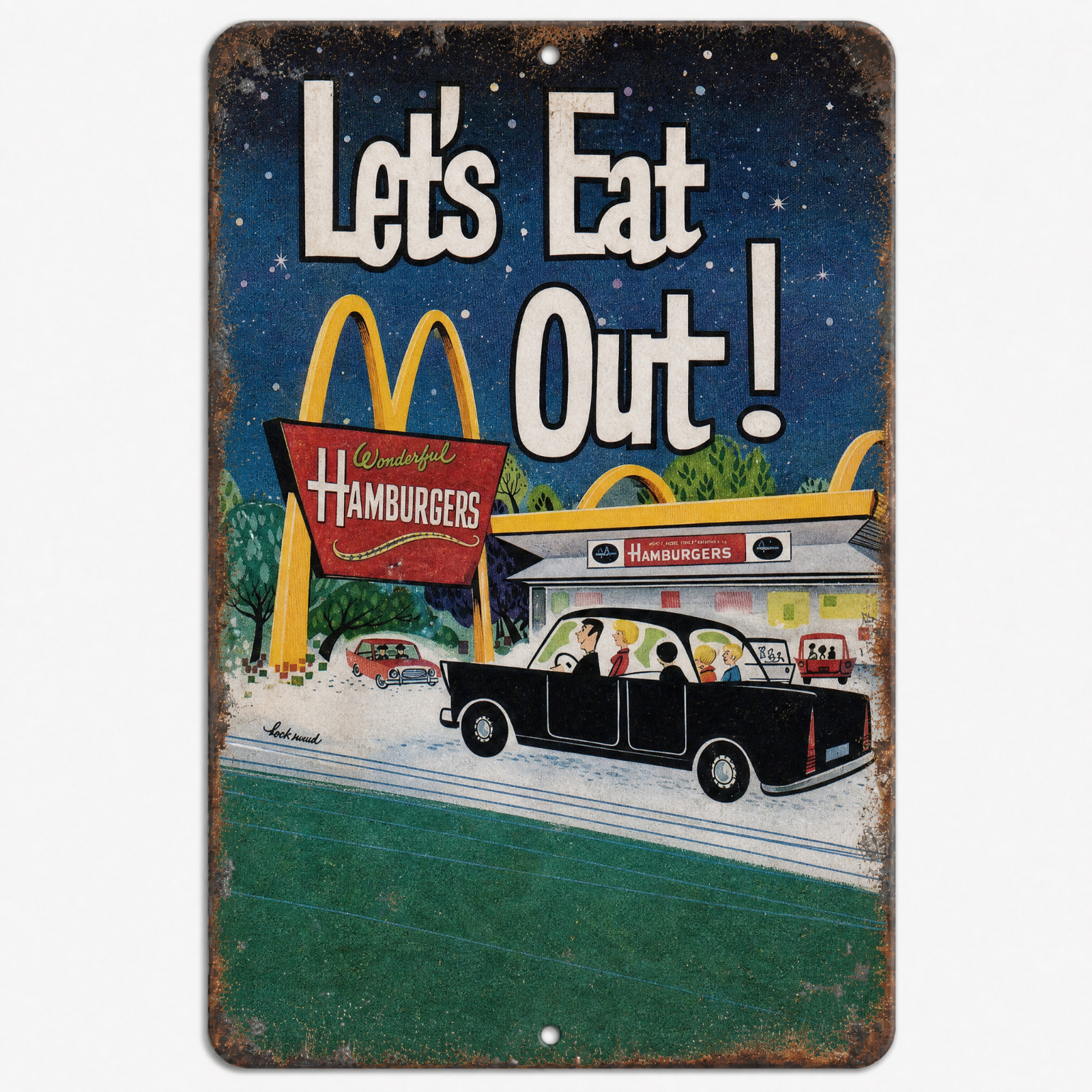 McDonalds Hamburgers Vintage Metal Sign Classic 1950s Era Replica  - 3 Sizes