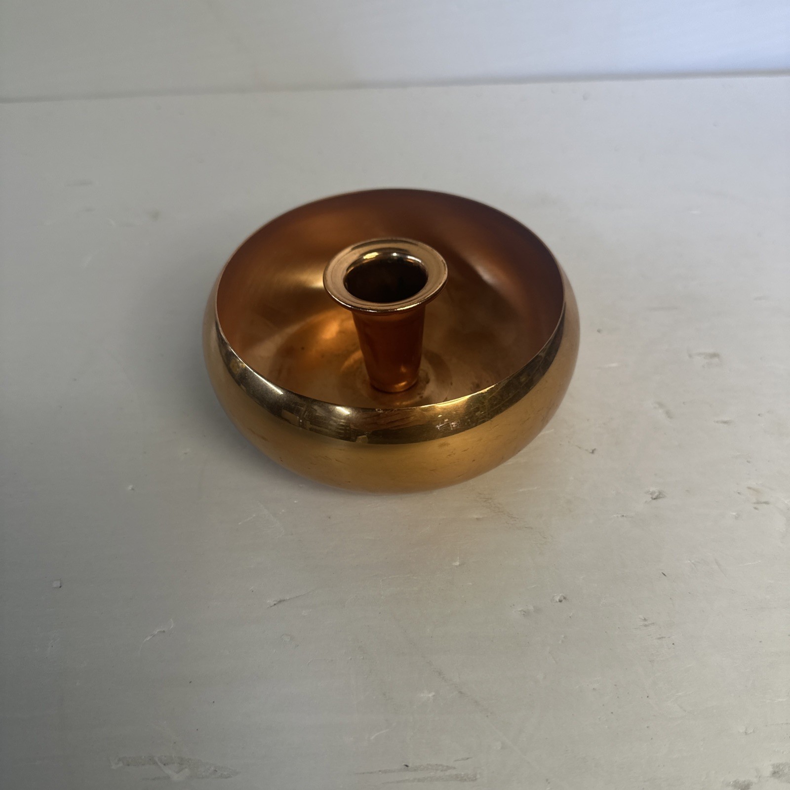 Vintage MCM Coppercraft Guild Round Candle Holder 4.5 \