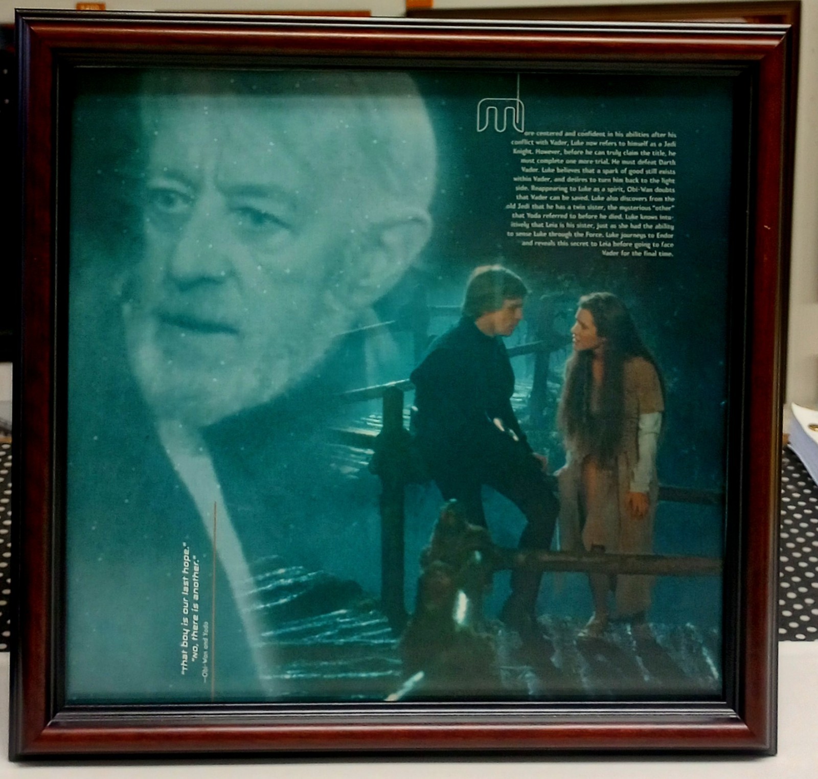 STAR WARS * RETURN OF THE JEDI RARE FRAMED 1983 PROMOTIONAL FLAT OBI-WAN KENOBI