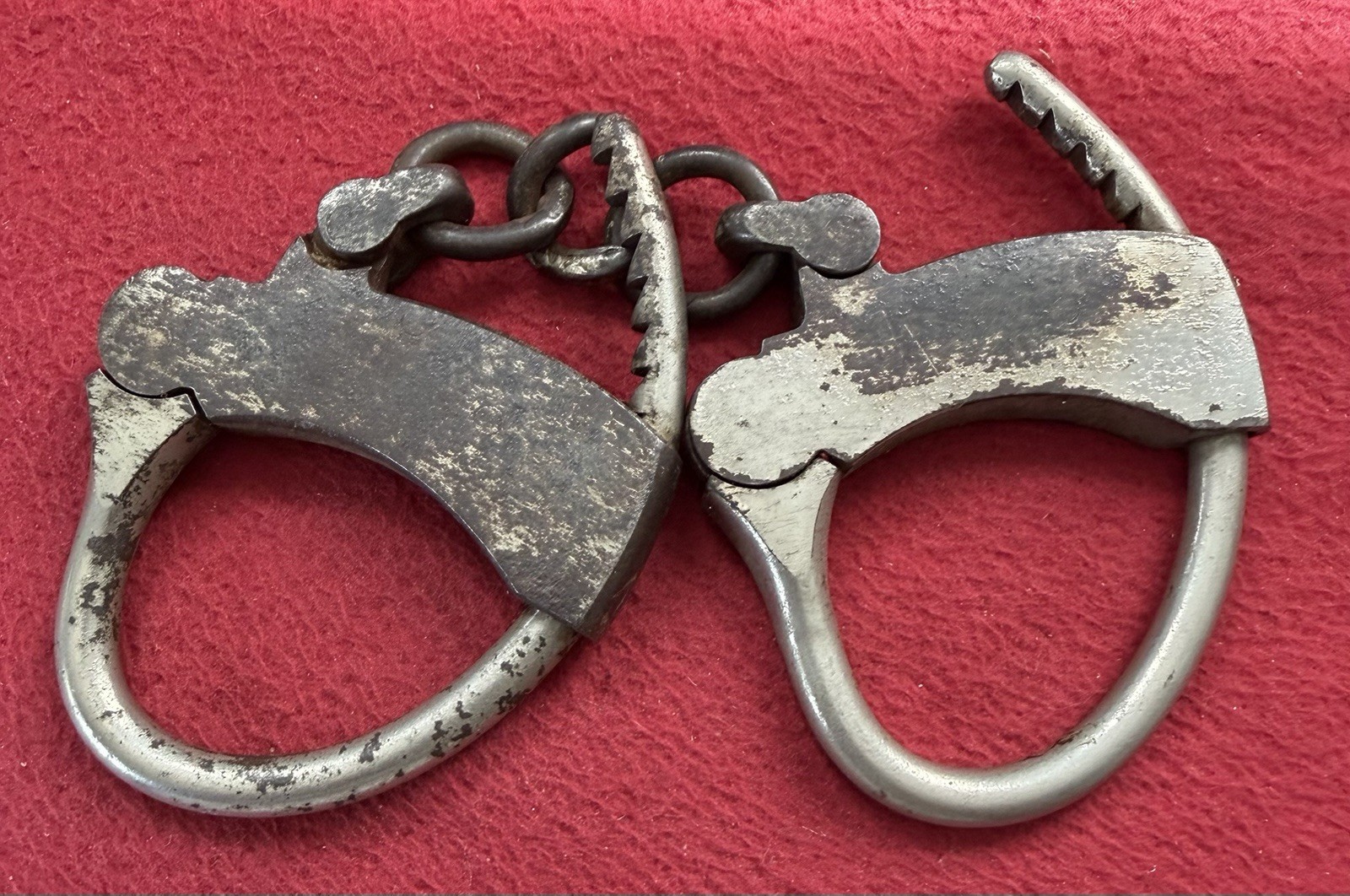 Vintage Mattatuck Manufacturing Co Nickel Plated Handcuffs No Key