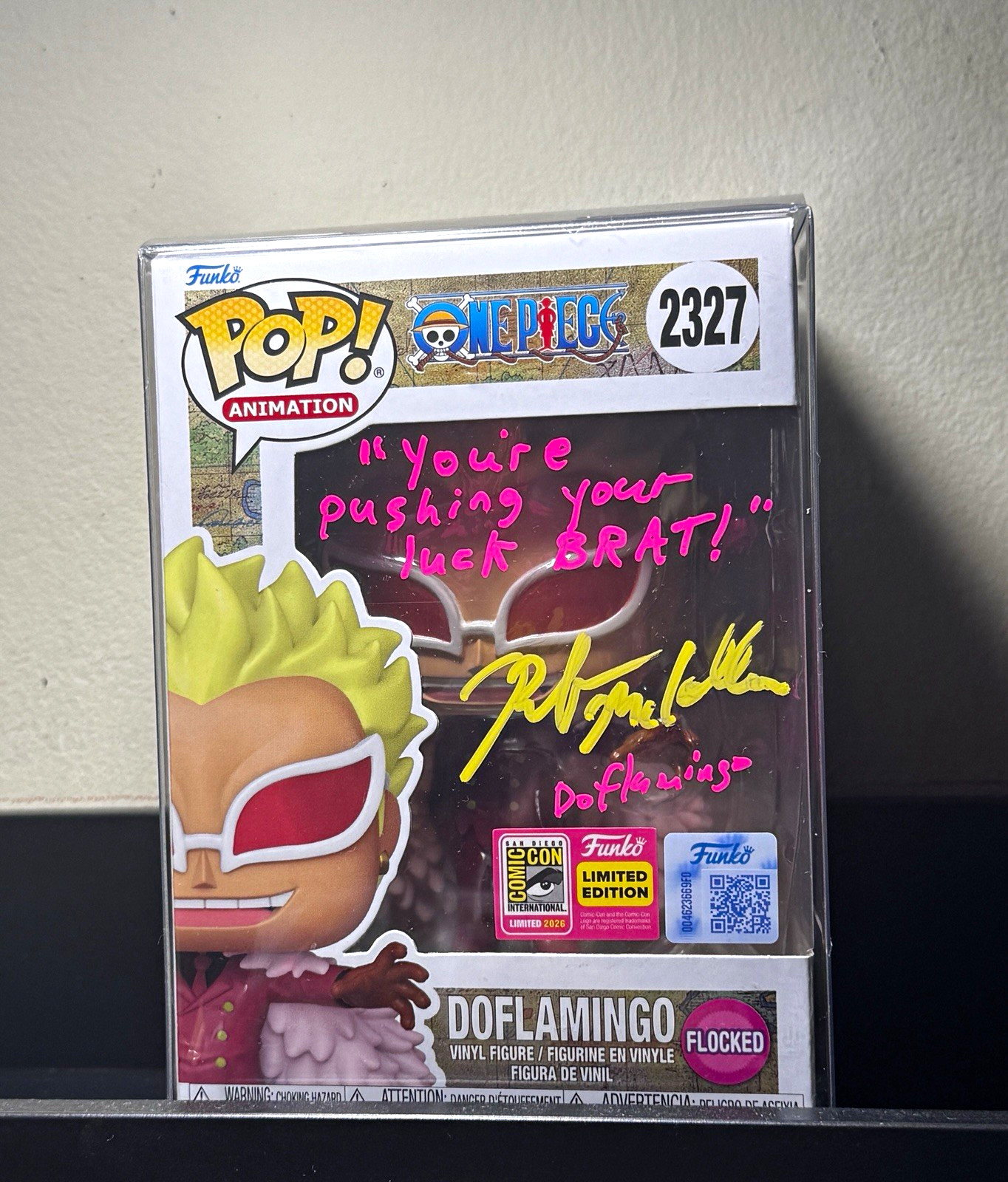 One Piece Doflamingo Flocked #2327 SDCC Signed Robert McCollum W/Quote