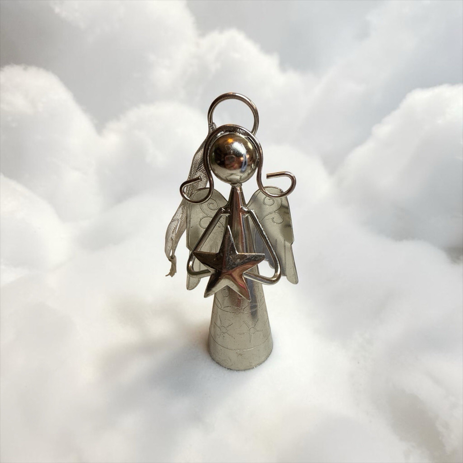 Regal Art And Gift Silver Color  Angel  Bell  w/Star Ornament 4\