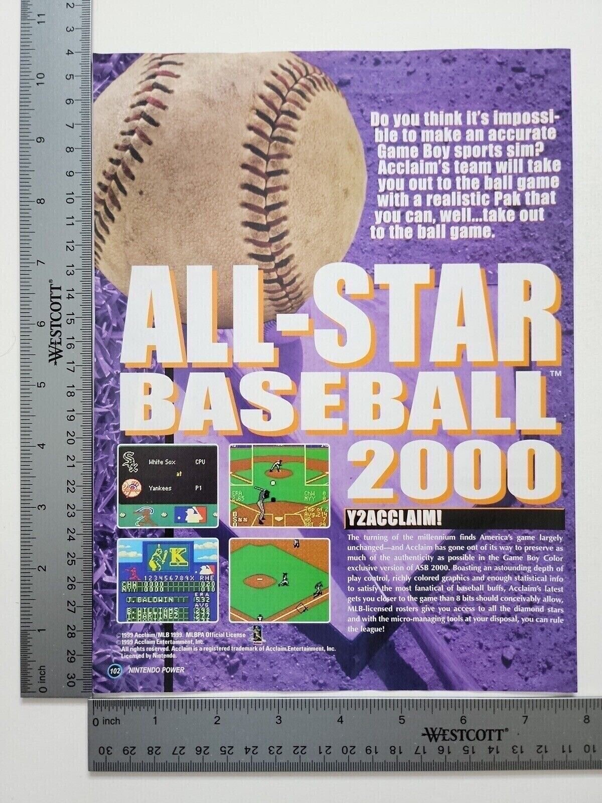 All Star Baseball 2000 Advertisement Original Print Ad / Poster Game Gift Art