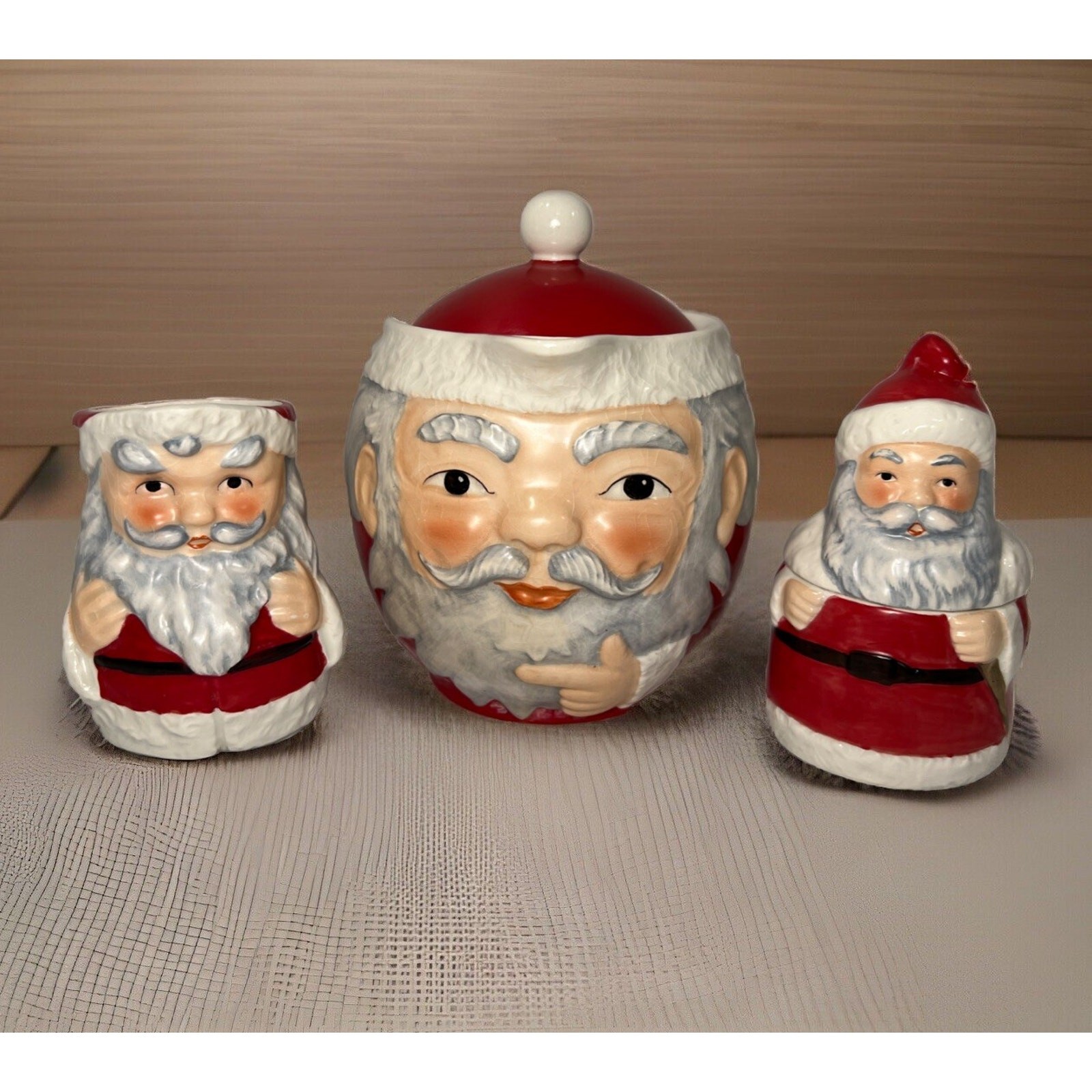 Rare Vintage 1956 Hummel Goebel Santa Teapot Sugar Creamer Set Germany Full Bee
