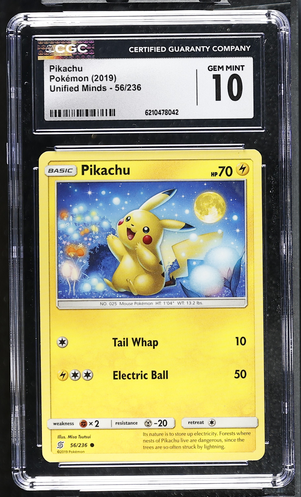 2019 POKEMON SUN & MOON UNIFIED MINDS #56 PIKACHU CGC GEM MINT  10