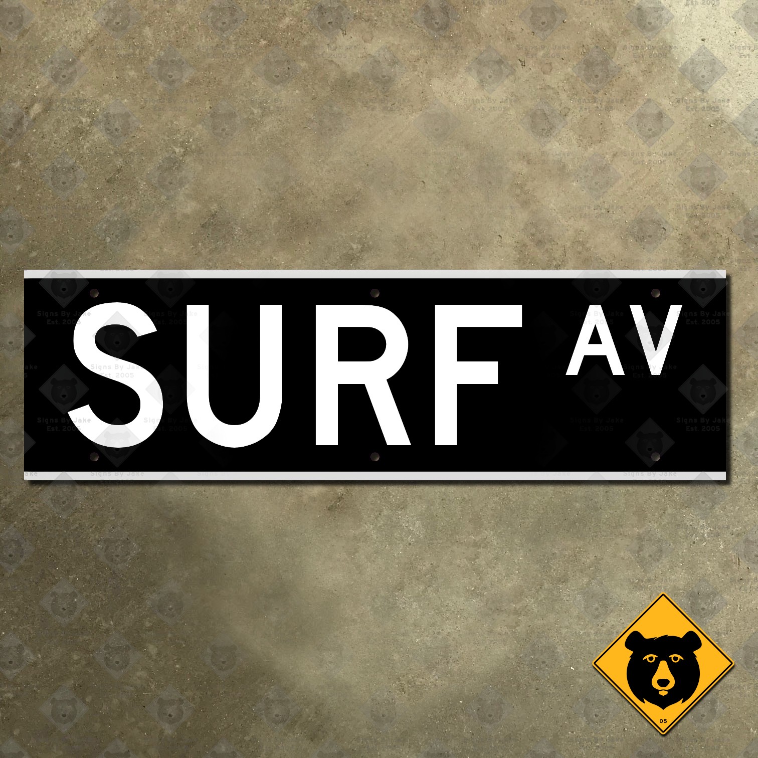 Brooklyn New York Surf Avenue street name road sign 1970s black and white 30x9
