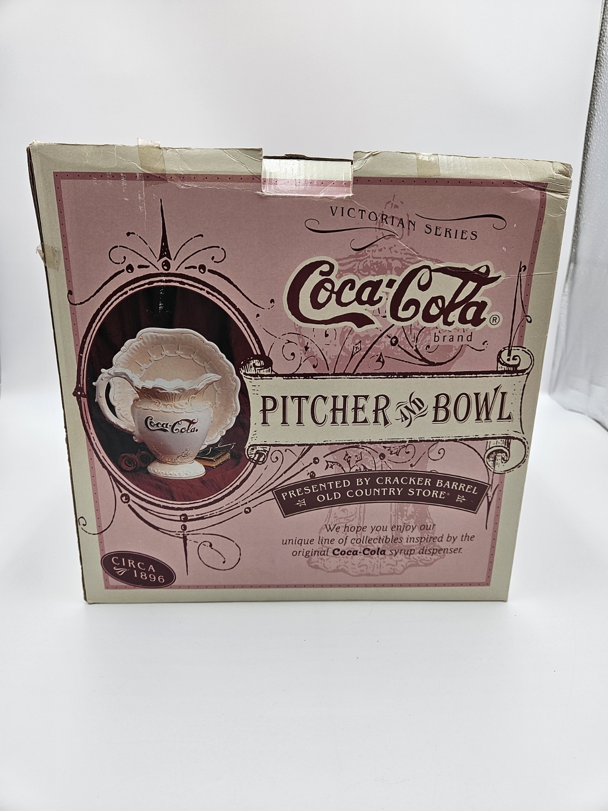 Vintage 1998 Coca Cola Victorian Series Pitcher and Bowl Set Cracker Barrel NIB