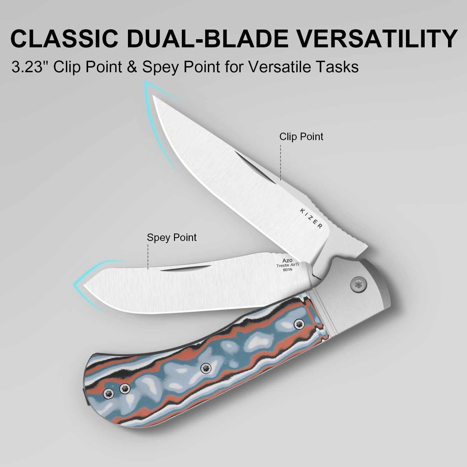 Kizer Trestle TP AirTi  Folding Knife BD1N Blade Aluminum Handle K3761TPA4
