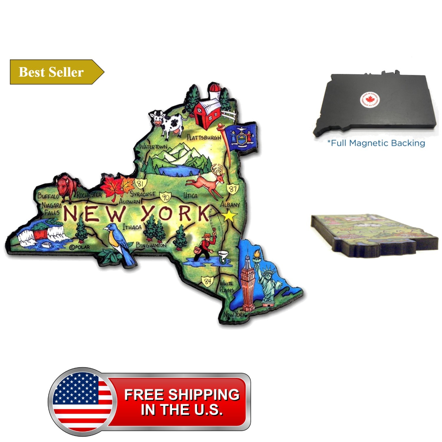 New York Artwood State Magnet Collectible Souvenirs and Gifts by