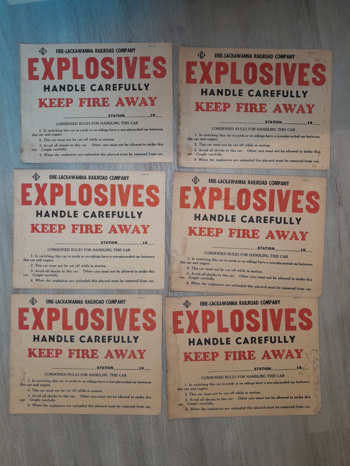 60s/70s Erie-Lackawanna Railroad Company Railcar Placard Lot of 6