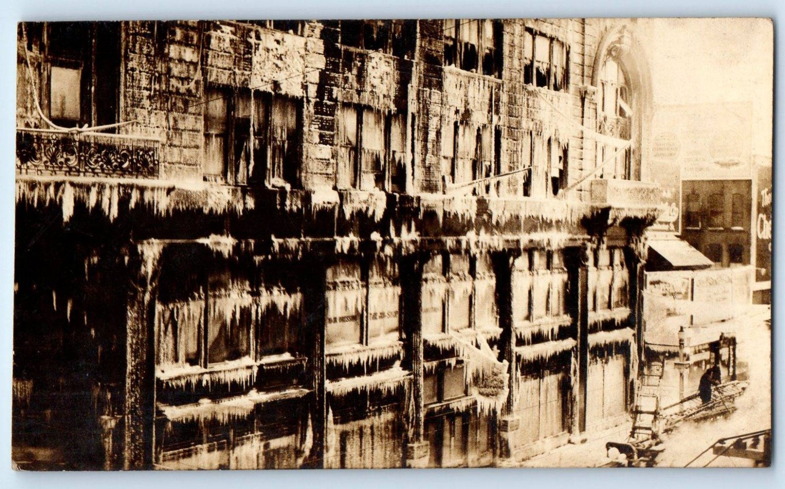 c1910's Washington Street Fire Ice Disaster RPPC Photo Posted Antique Postcard
