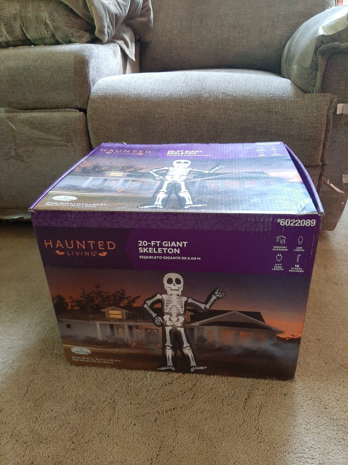 Gemmy 2025 Halloween Airblown Inflatable 20ft Giant Skeleton Haunted Living NIB