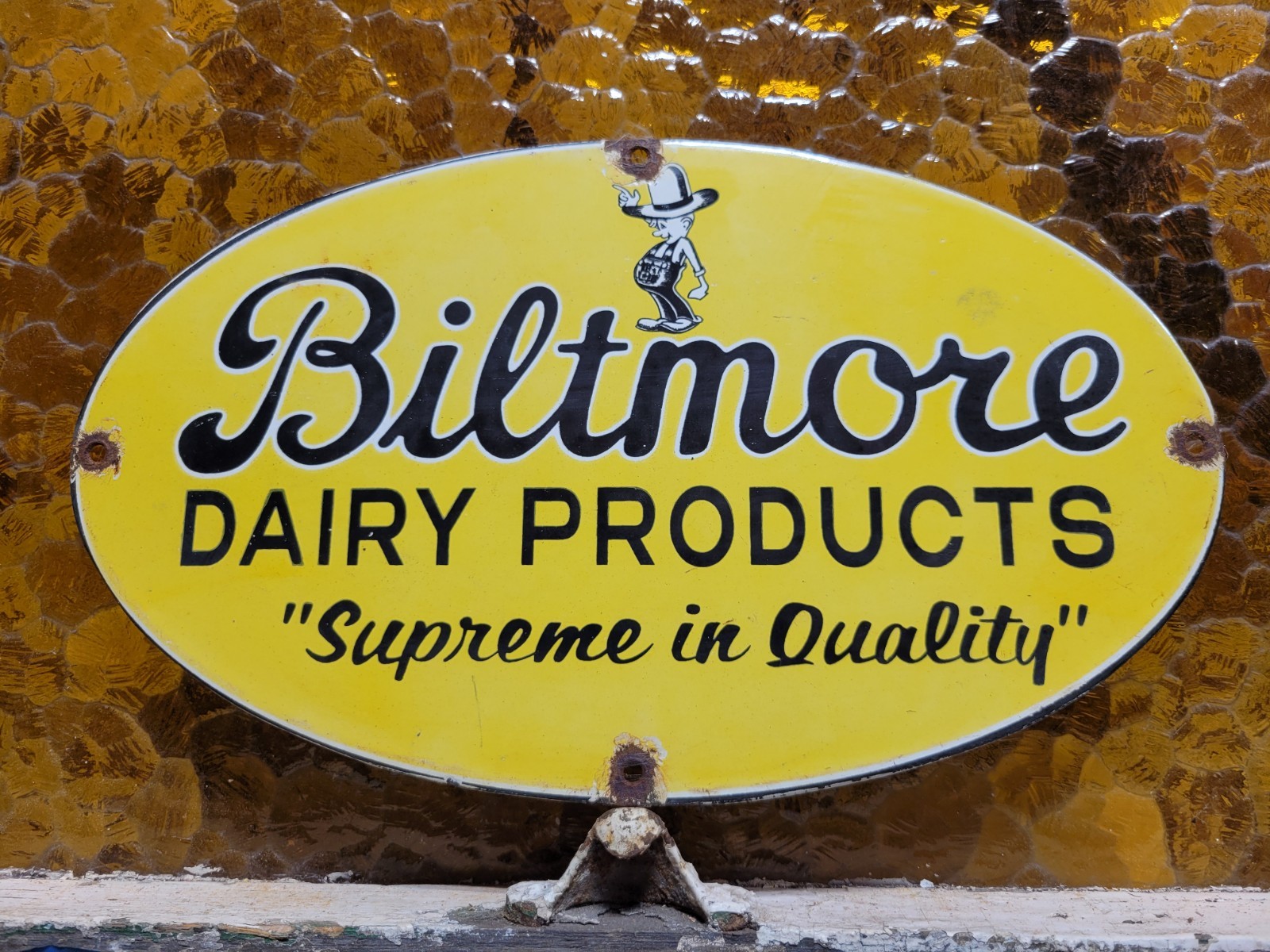 VINTAGE BILTMORE PORCELAIN SIGN ASHEVILLE NC DAIRY FARM ICE CREAM CREAMERY MILK